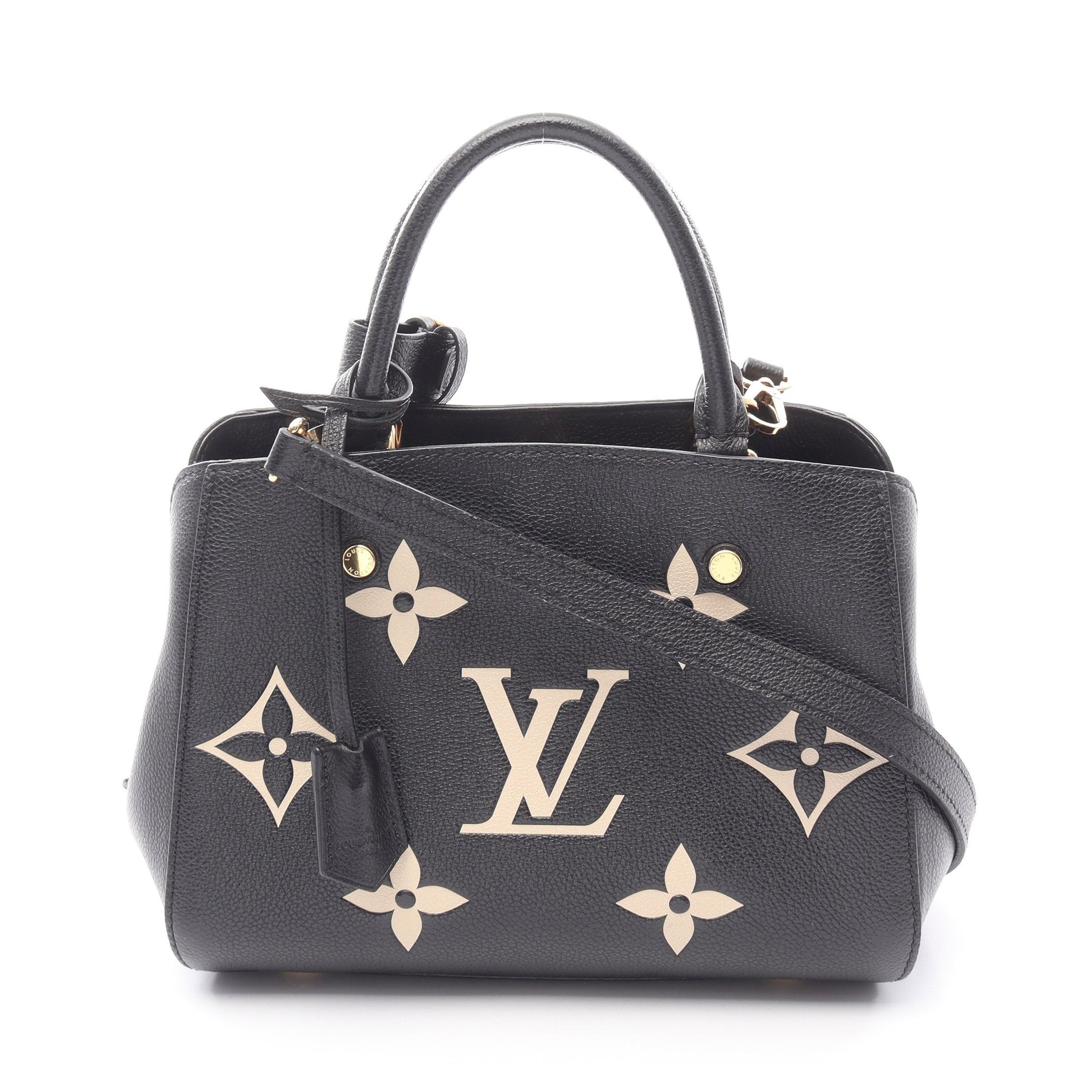モンテーニュBB バイカラーモノグラムアンプラント ハンドバッグ レザー ブラック ベージュ 2WAY ルイヴィトン バッグ LOUIS VUITTON