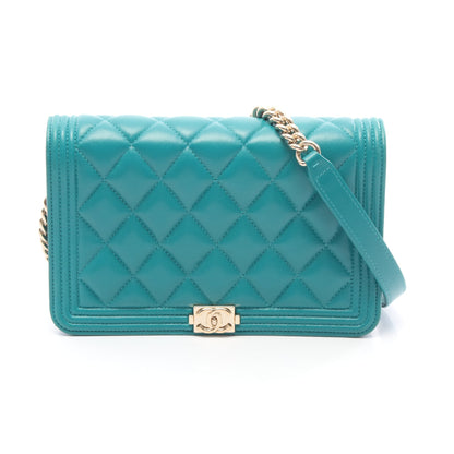 ボーイシャネル マトラッセ チェーンウォレット レザー グリーン ゴールド金具 シャネル バッグ CHANEL