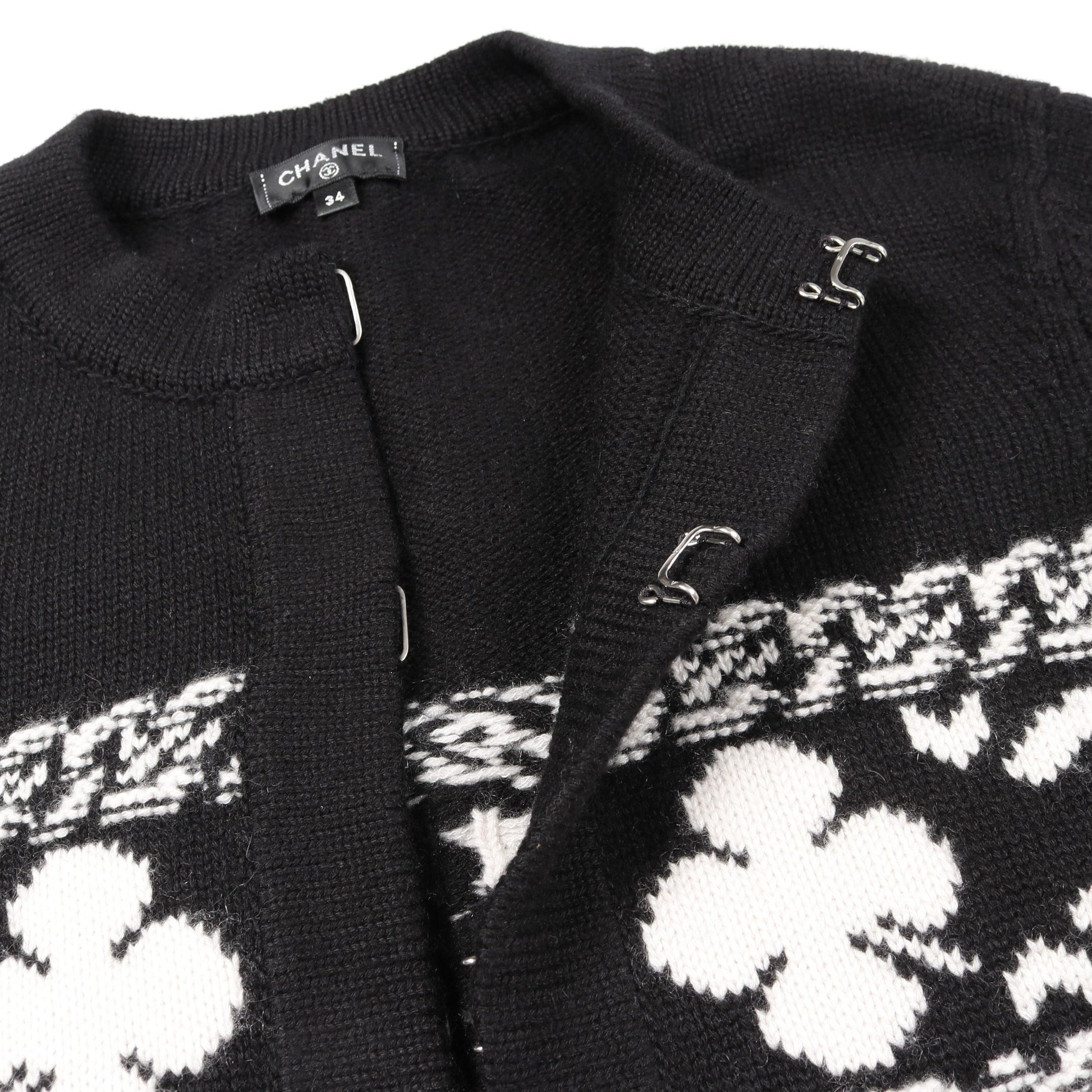 ココマーク クローバー クロップド ニット カーディガン カシミヤ コットン ブラック ホワイト シャネル トップス CHANEL