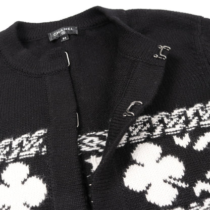 ココマーク クローバー クロップド ニット カーディガン カシミヤ コットン ブラック ホワイト シャネル トップス CHANEL