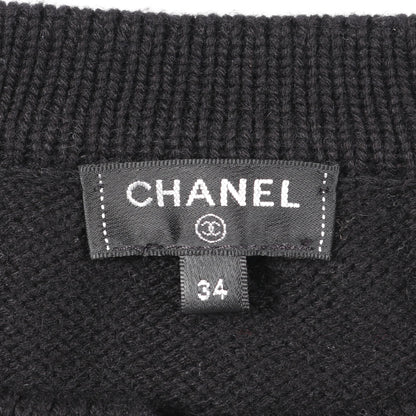 ココマーク クローバー クロップド ニット カーディガン カシミヤ コットン ブラック ホワイト シャネル トップス CHANEL