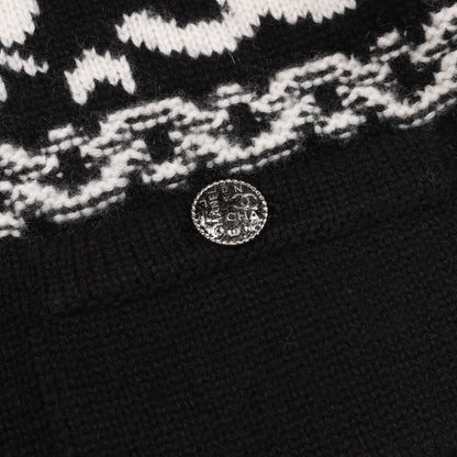 ココマーク クローバー クロップド ニット カーディガン カシミヤ コットン ブラック ホワイト シャネル トップス CHANEL