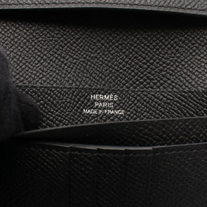 ベアンコンパクト 二つ折り財布 ヴォーエプソン ブラック シルバー金具 B刻印 エルメス 財布・小物 HERMES