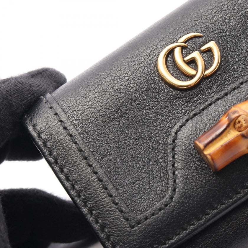 ダイアナ バンブー 三つ折り財布 レザー ブラック グッチ 財布・小物 GUCCI