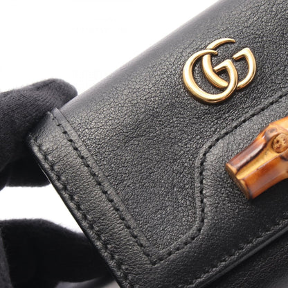 ダイアナ バンブー 三つ折り財布 レザー ブラック グッチ 財布・小物 GUCCI