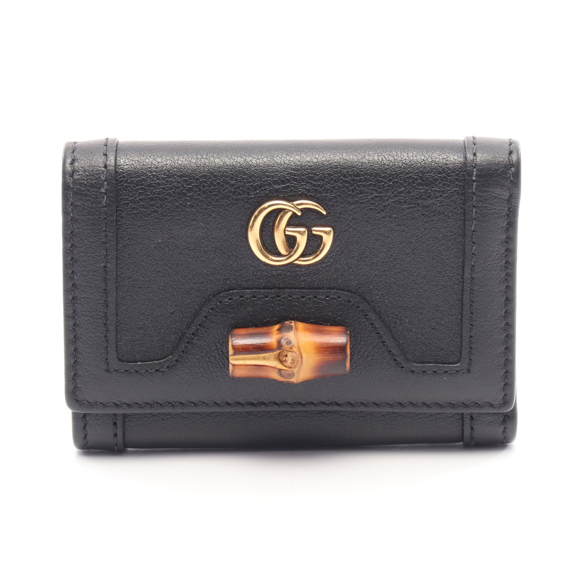 ダイアナ バンブー 三つ折り財布 レザー ブラック グッチ 財布・小物 GUCCI