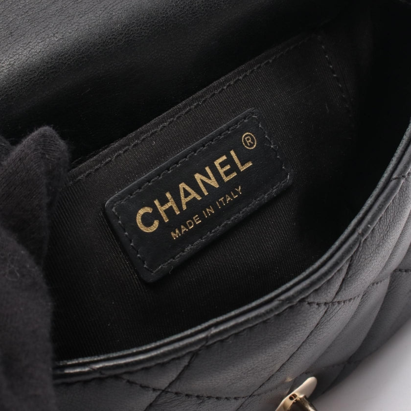 マトラッセ スモールフラップ チェーンショルダーバッグ ラムスキン ブラック ゴールド金具 シャネル バッグ CHANEL