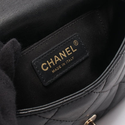 マトラッセ スモールフラップ チェーンショルダーバッグ ラムスキン ブラック ゴールド金具 シャネル バッグ CHANEL