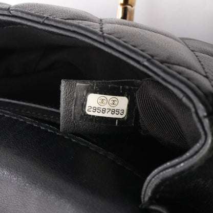 マトラッセ スモールフラップ チェーンショルダーバッグ ラムスキン ブラック ゴールド金具 シャネル バッグ CHANEL