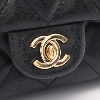 マトラッセ スモールフラップ チェーンショルダーバッグ ラムスキン ブラック ゴールド金具 シャネル バッグ CHANEL