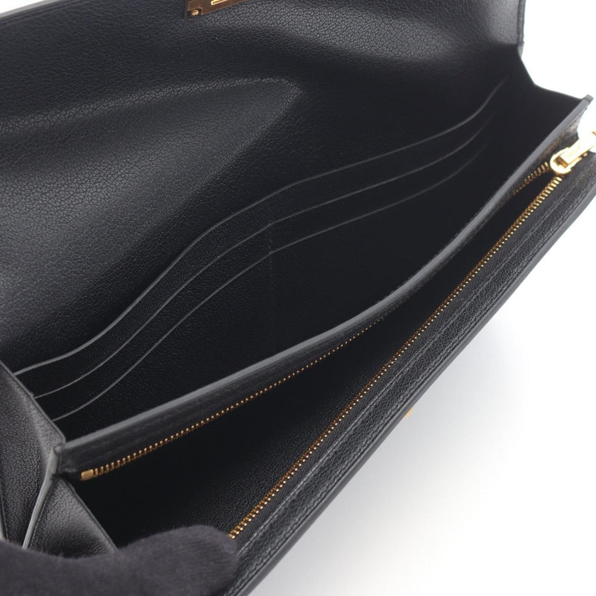 ケリーポケット ロング 二つ折り長財布 シェブルシャムキラ ブラック ゴールド金具 W刻印 エルメス 財布・小物 HERMES