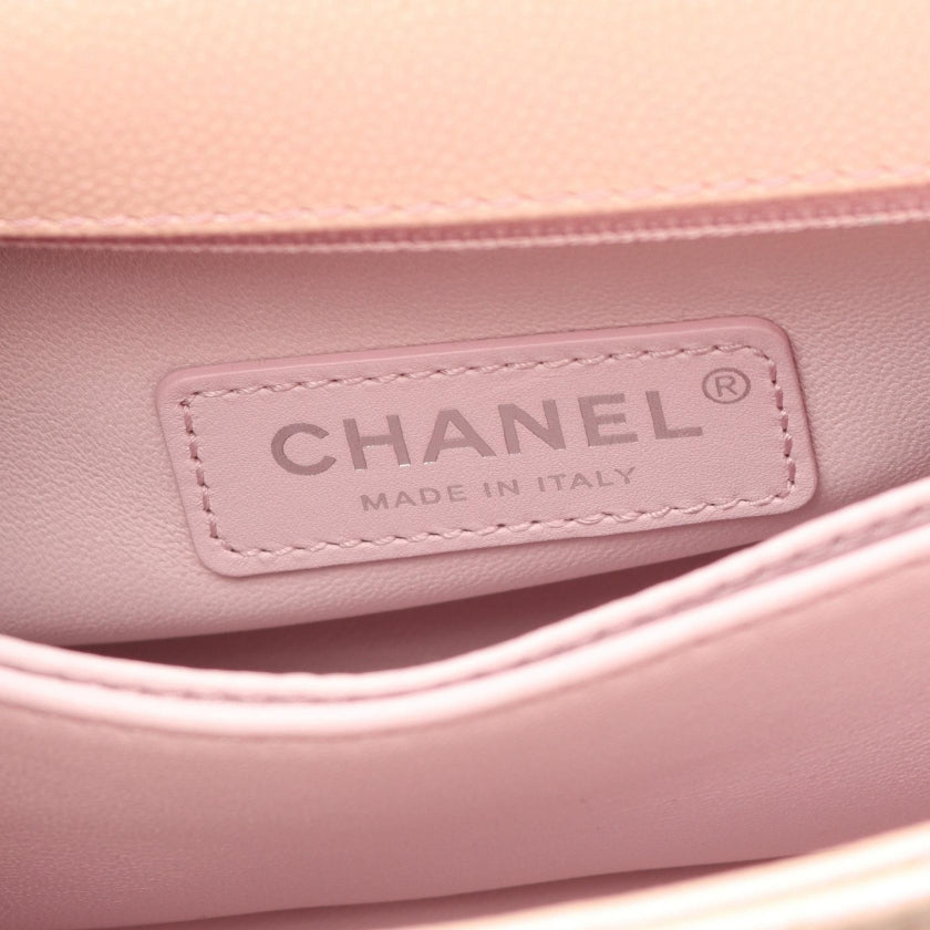 ココハンドル フラップ マトラッセ ハンドバッグ キャビアスキン ピンク シルバー金具 2WAY メタリック シャネル バッグ CHANEL