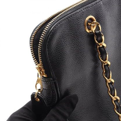 ココマーク チェーンショルダーバッグ キャビアスキン ブラック ゴールド金具 シャネル バッグ CHANEL