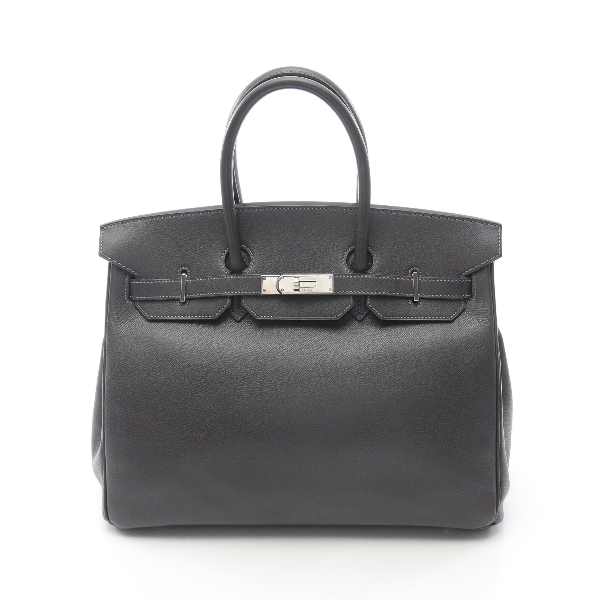 バーキン35 グラファイト ハンドバッグ クシュベル ダークグレー シルバー金具 □H刻印 エルメス バッグ HERMES