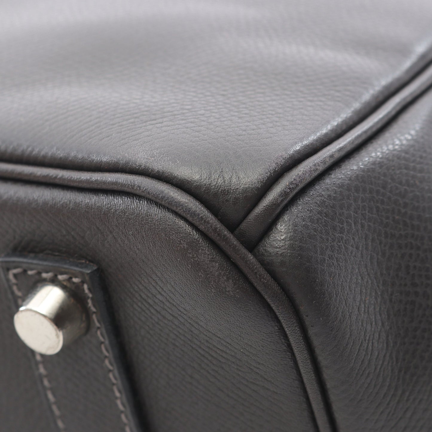 バーキン35 グラファイト ハンドバッグ クシュベル ダークグレー シルバー金具 □H刻印 エルメス バッグ HERMES