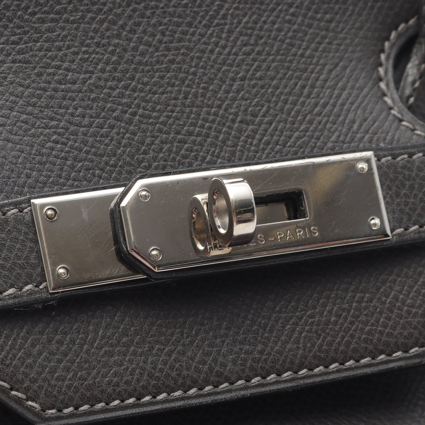 バーキン35 グラファイト ハンドバッグ クシュベル ダークグレー シルバー金具 □H刻印 エルメス バッグ HERMES