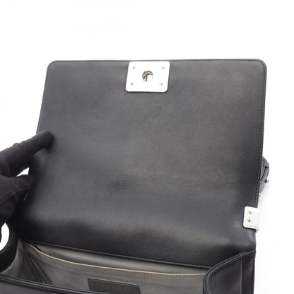 ボーイシャネル シェブロン Vステッチ チェーンショルダーバッグ レザー ブラック シルバー金具 シャネル バッグ CHANEL