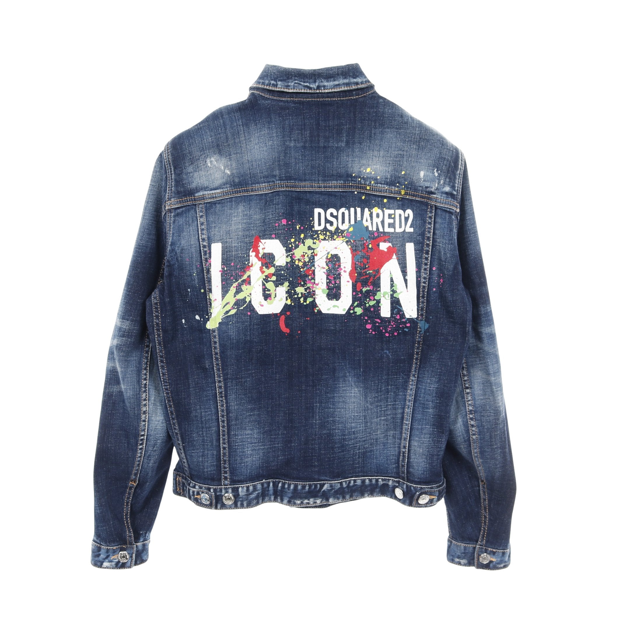 ディースクエアード ダメージ加工 SPLATTER デニムジャケット 希少 Icon Splatter Dan Jacket デニムジャケット コットン インディゴ