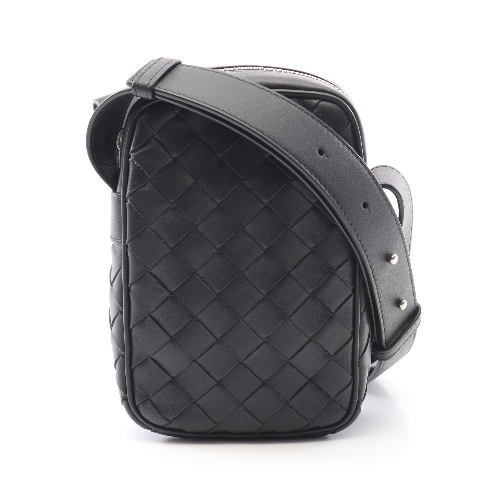 カセット ミニ クロスボディバッグ ショルダーバッグ レザー ブラック  