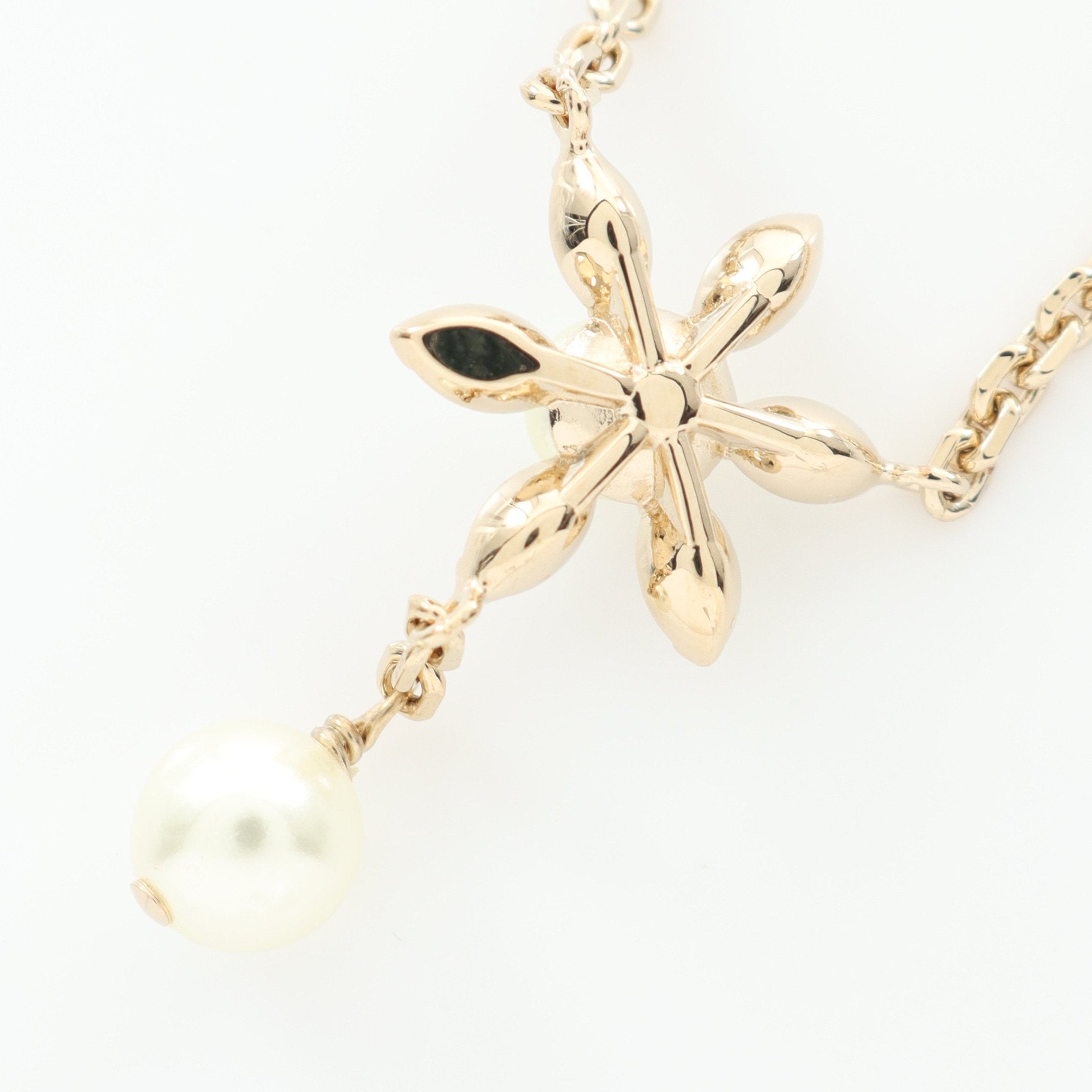 Bloom in Dior ネックレス GP フェイクパール ラインストーン ゴールド