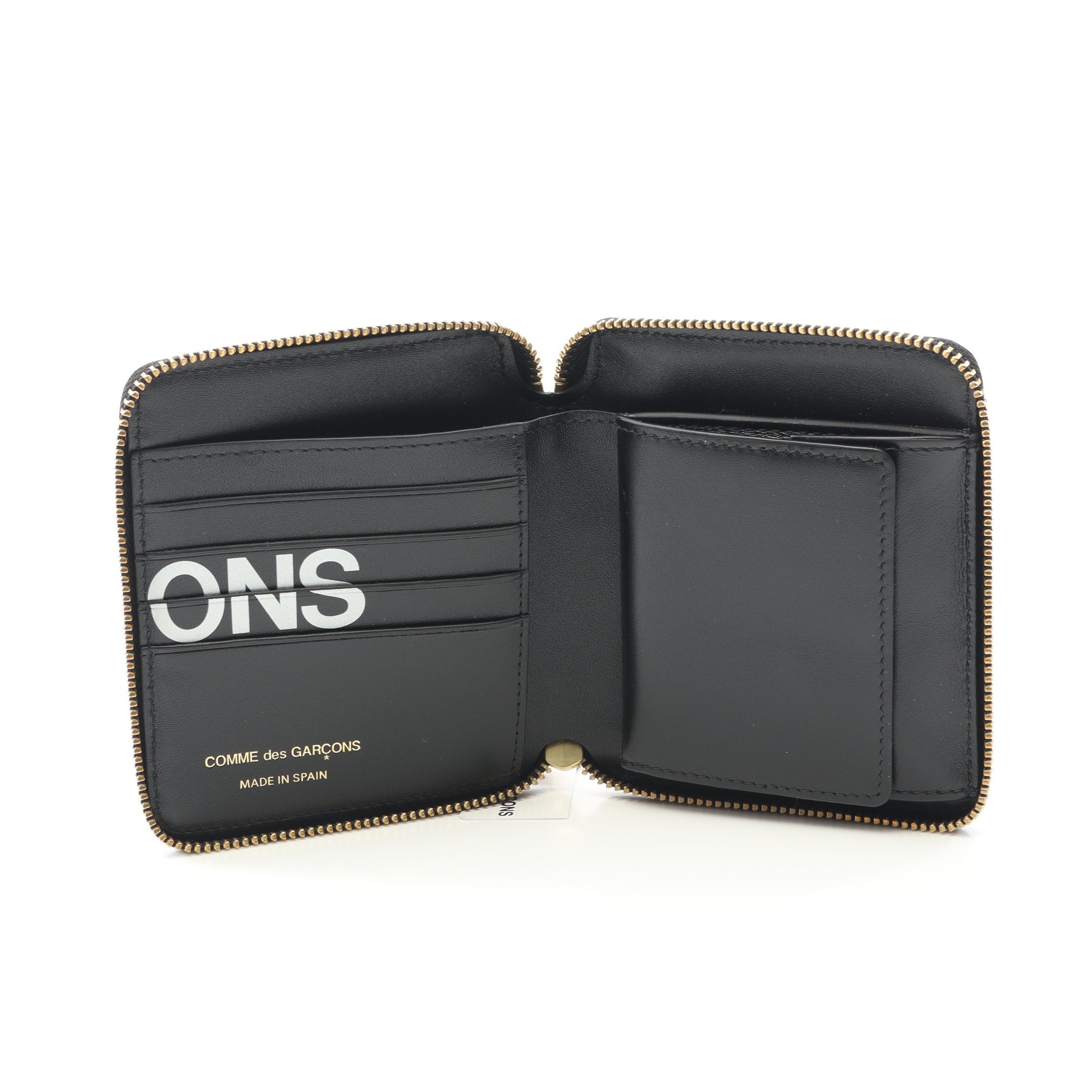 HUGE LOGO ラウンドファスナー二つ折り財布 レザー ブラック