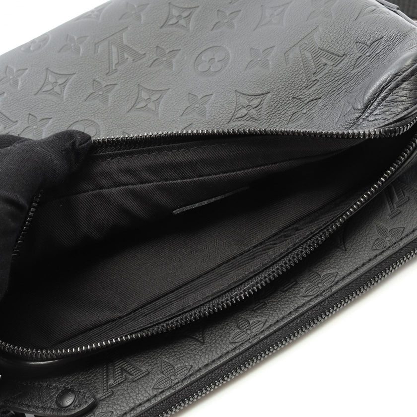トリオ メッセンジャー モノグラムシャドウ ショルダーバッグ レザー ブラック ルイヴィトン バッグ LOUIS VUITTON