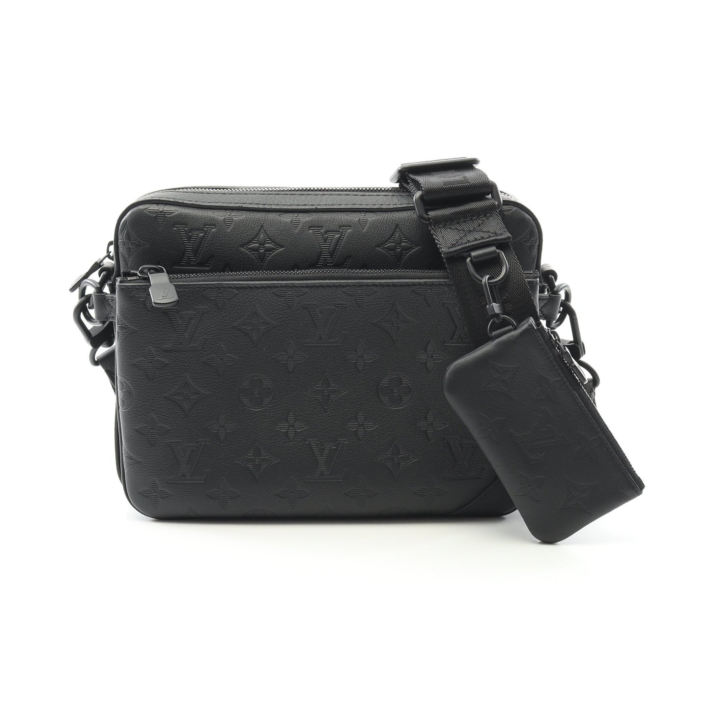 トリオ メッセンジャー モノグラムシャドウ ショルダーバッグ レザー ブラック ルイヴィトン バッグ LOUIS VUITTON