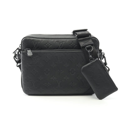 トリオ メッセンジャー モノグラムシャドウ ショルダーバッグ レザー ブラック ルイヴィトン バッグ LOUIS VUITTON