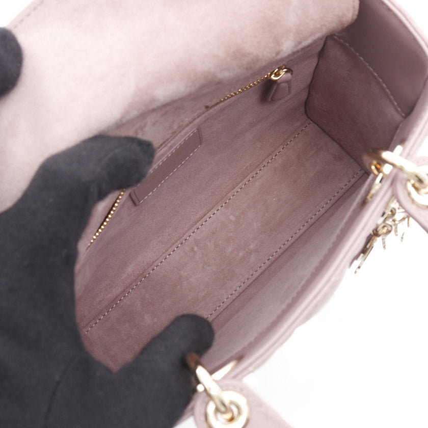 LADY DIOR MY ABCDIOR レディディオール スモール カナージュ ハンドバッグ ラムスキン パープルグレー 2WAY クリスチャンディオール バッグ Christian Dior