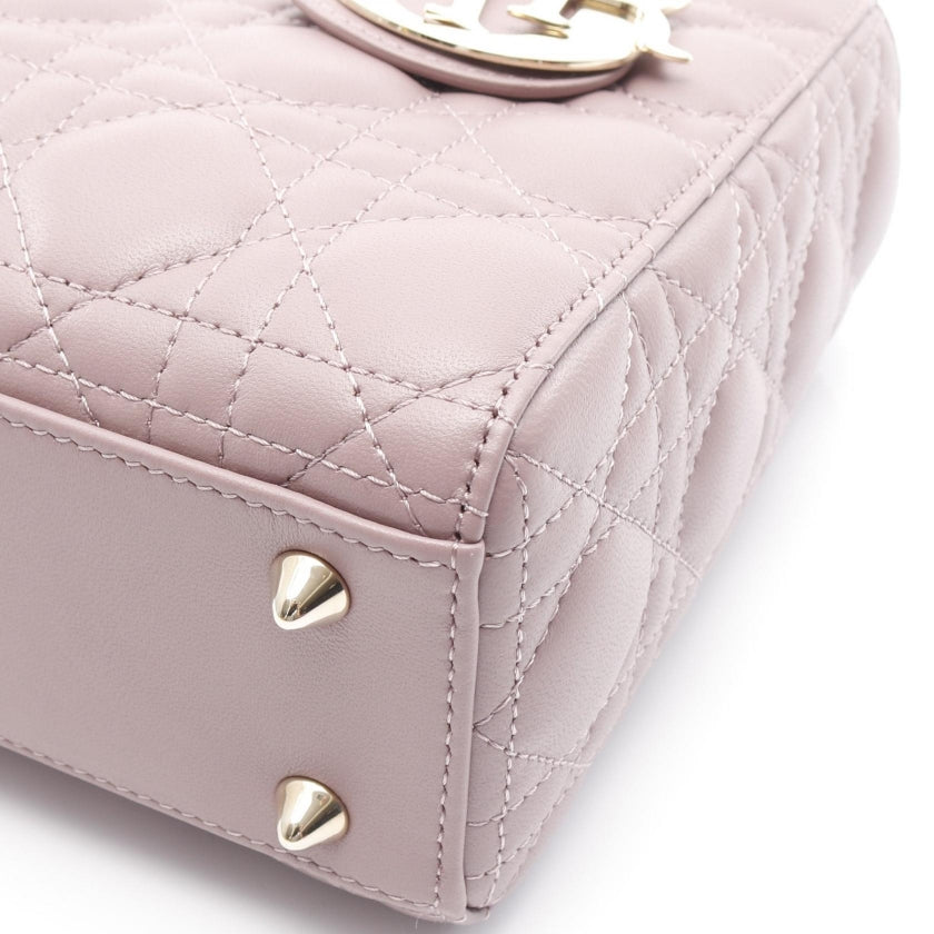 LADY DIOR MY ABCDIOR レディディオール スモール カナージュ ハンドバッグ ラムスキン パープルグレー 2WAY クリスチャンディオール バッグ Christian Dior
