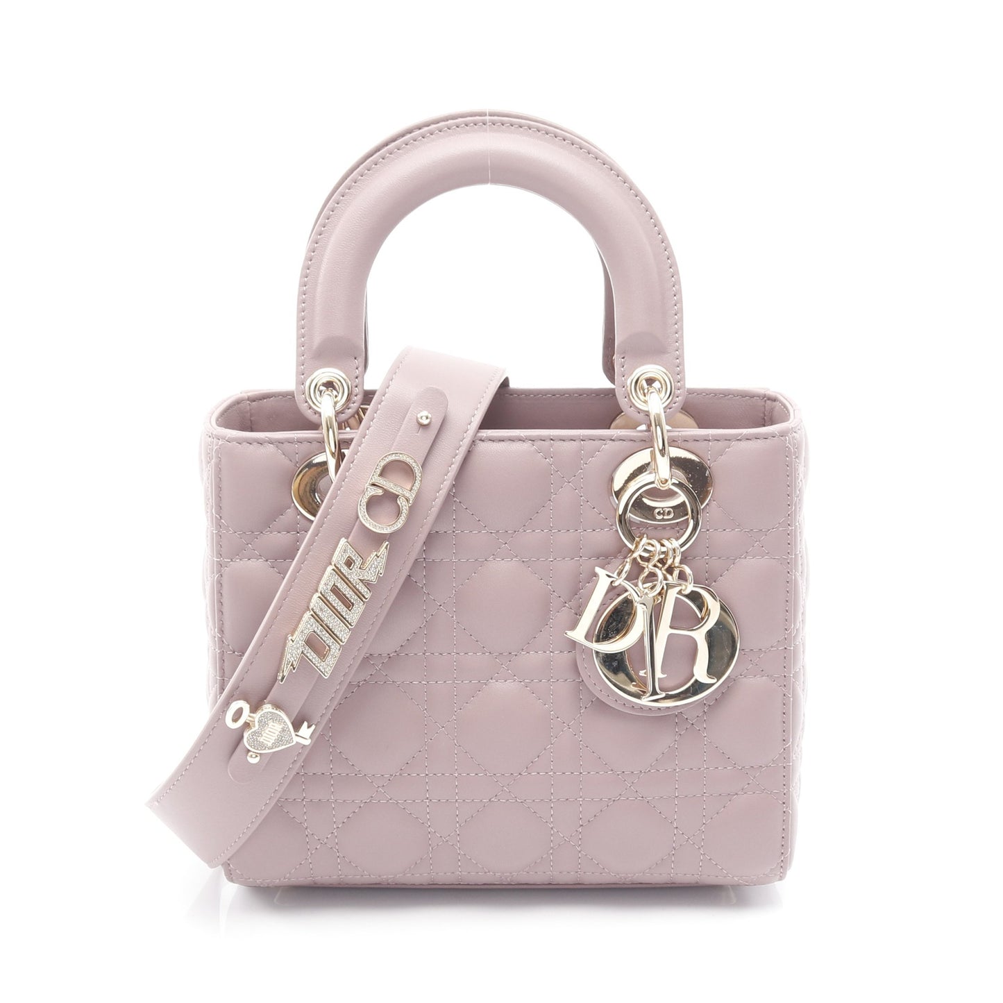 LADY DIOR MY ABCDIOR レディディオール スモール カナージュ ハンドバッグ ラムスキン パープルグレー 2WAY クリスチャンディオール バッグ Christian Dior