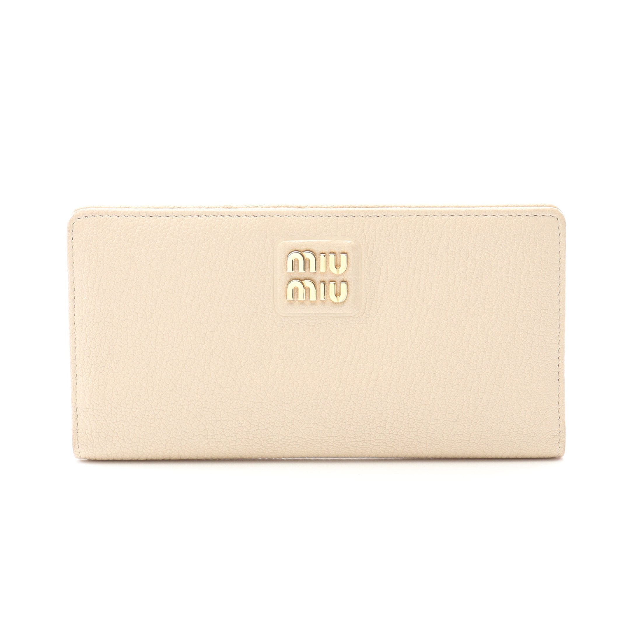 miu miu ベージュ 二つ折り財布 ミュウ ミュウ Miu Miu 三つ折り財布 VIT DAINO スクエア