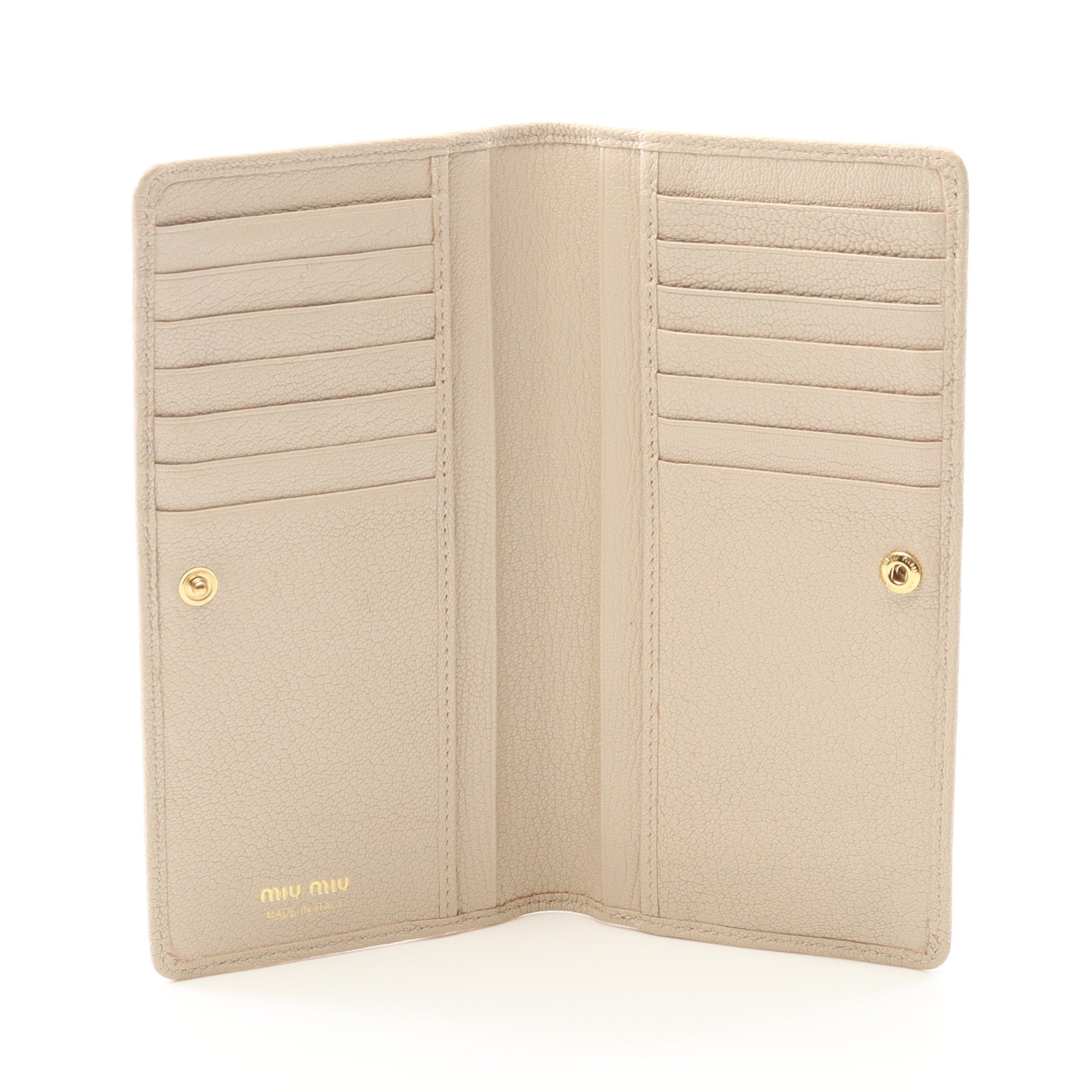 miu miu ベージュ レザー 長財布 マドラス 二つ折り長財布 レザー ライトベージュ ミュウミュウ