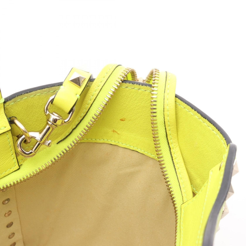 ハンドバッグ レザー イエローグリーン 2WAY ロックスタッズ