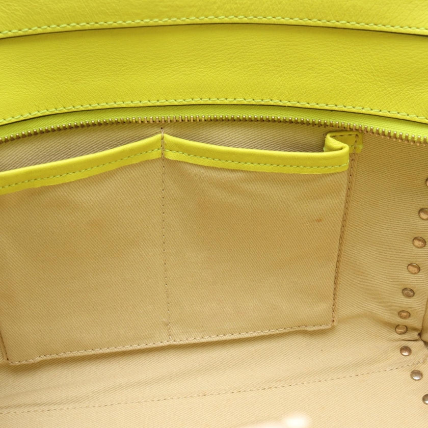 ハンドバッグ レザー イエローグリーン 2WAY ロックスタッズ
