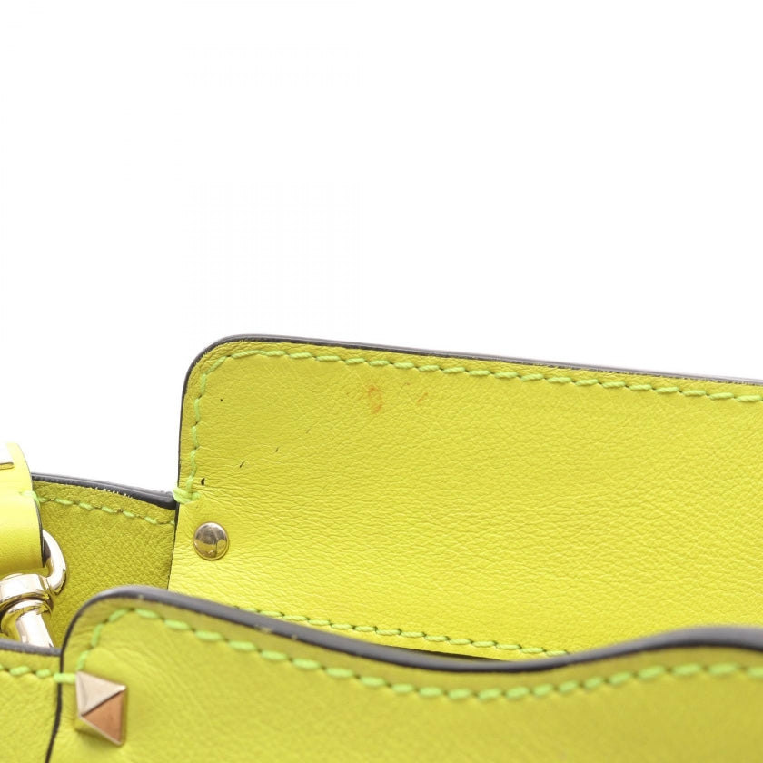 ハンドバッグ レザー イエローグリーン 2WAY ロックスタッズ