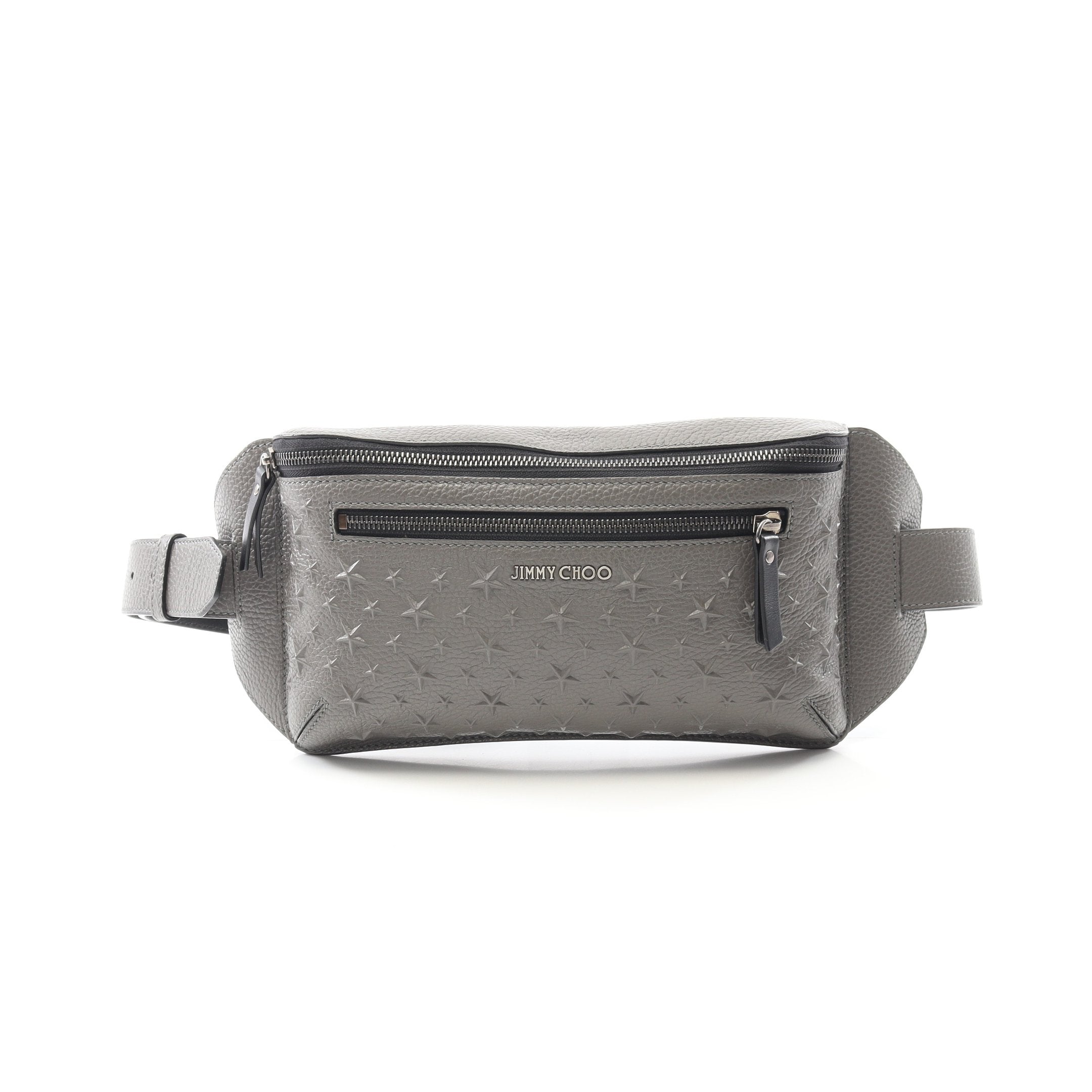 jimmychoo レザーウエストバッグ スターエンボス ボディバッグ ウエストバッグ レザー グレー ジミー