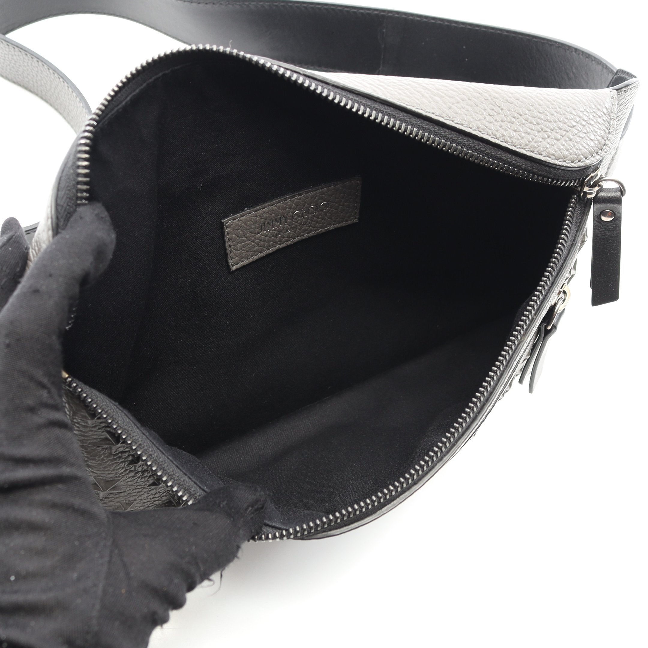 スターエンボス ボディバッグ ウエストバッグ レザー グレー ジミー