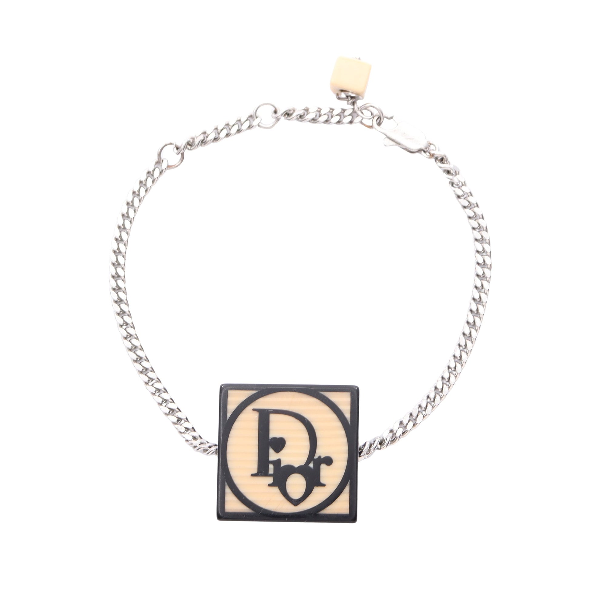キューブ ロゴ ブレスレット シルバー ベージュ ブラック クリスチャン  