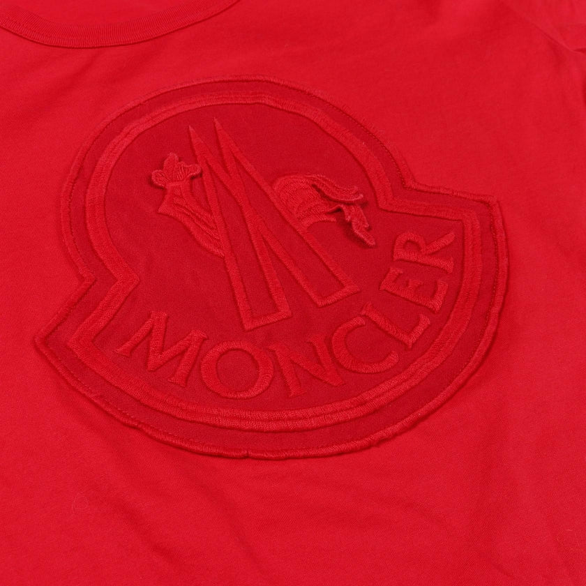 Tシャツ クルーネック ロゴ刺繍 コットン レッド モンクレール – RECLO