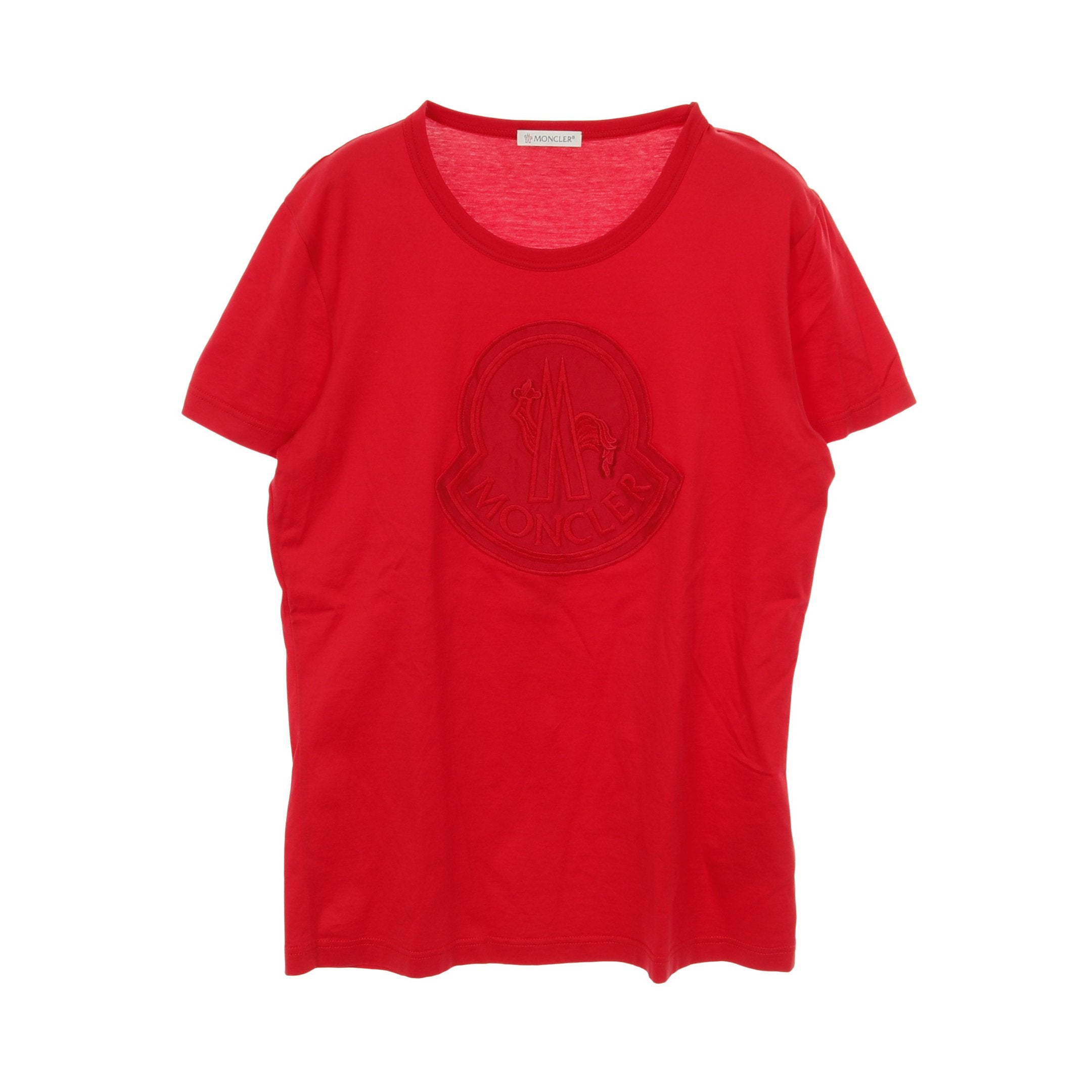 Tシャツ クルーネック ロゴ刺繍 コットン レッド モンクレール – RECLO