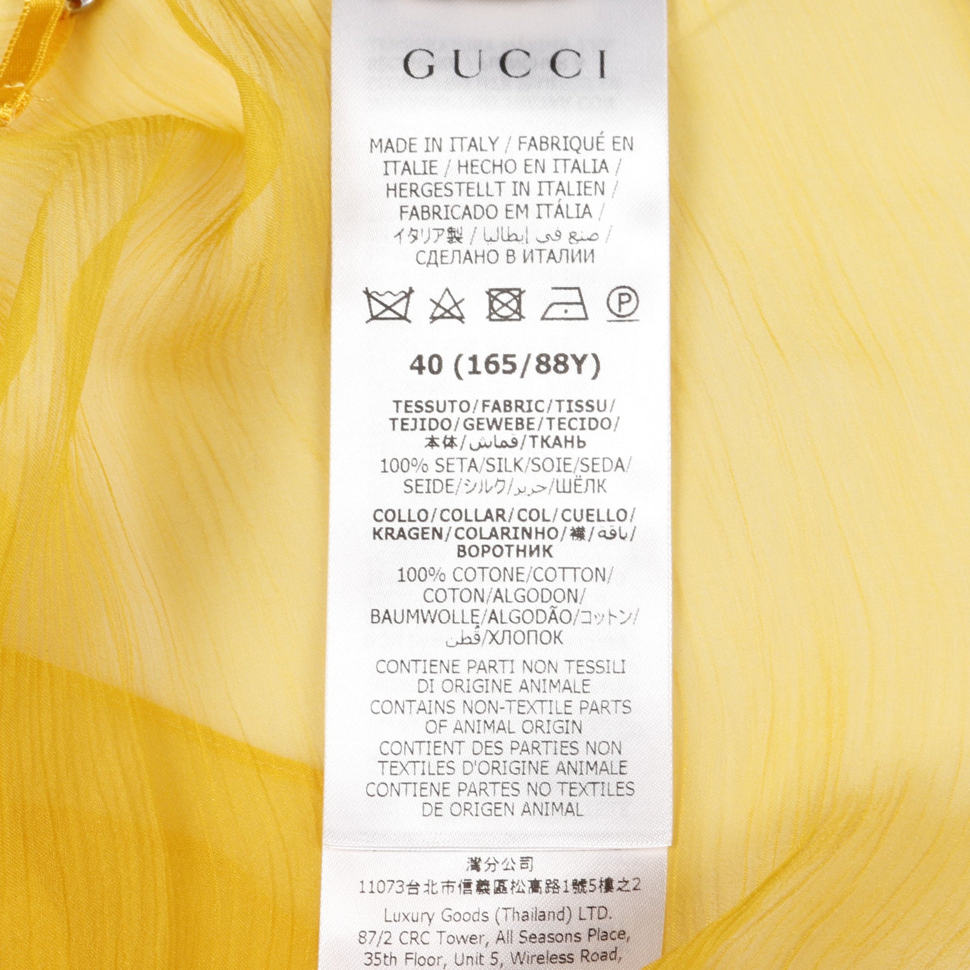 シフォン ミディドレス ワンピース シルク イエロー グッチ ワンピース GUCCI
