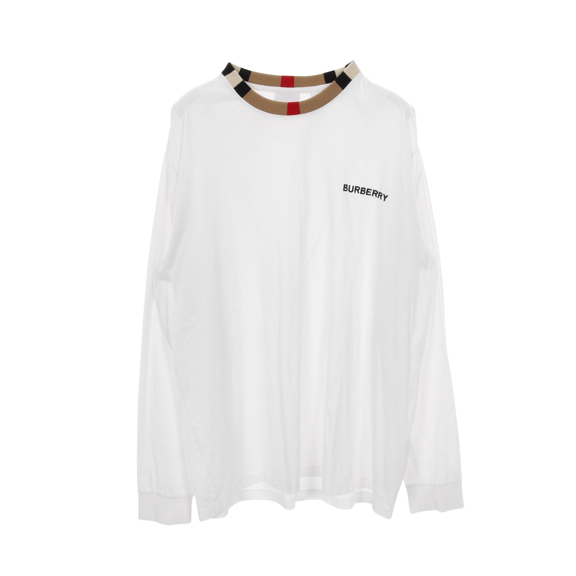 JARRAD チェックネック Tシャツ カットソー クルーネック 長袖 コットン ホワイト バーバリー トップス BURBERRY