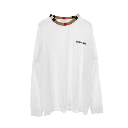 JARRAD チェックネック Tシャツ カットソー クルーネック 長袖 コットン ホワイト バーバリー トップス BURBERRY