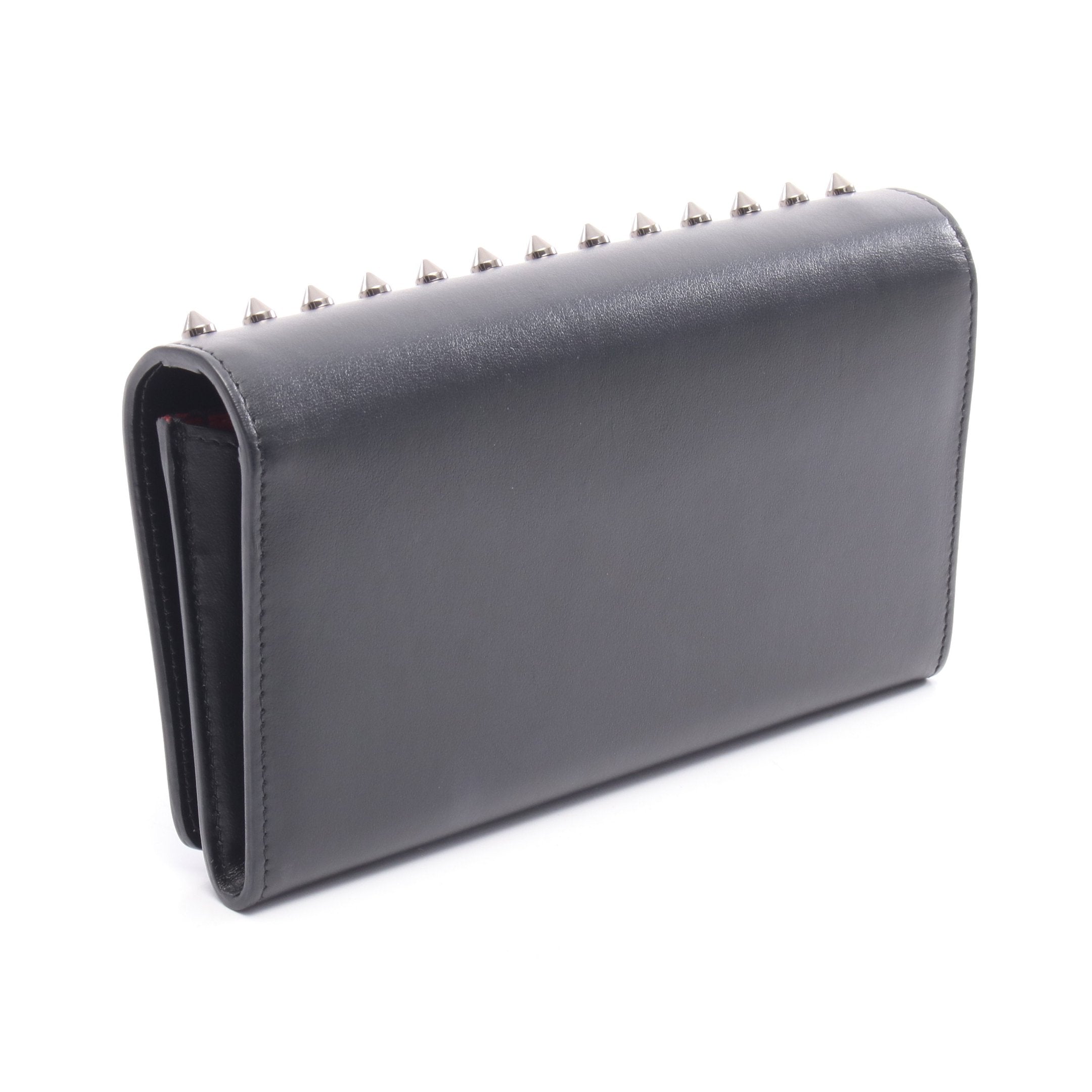 MACARON WALLET 二つ折り長財布 レザー ブラック スパイクスタッズ