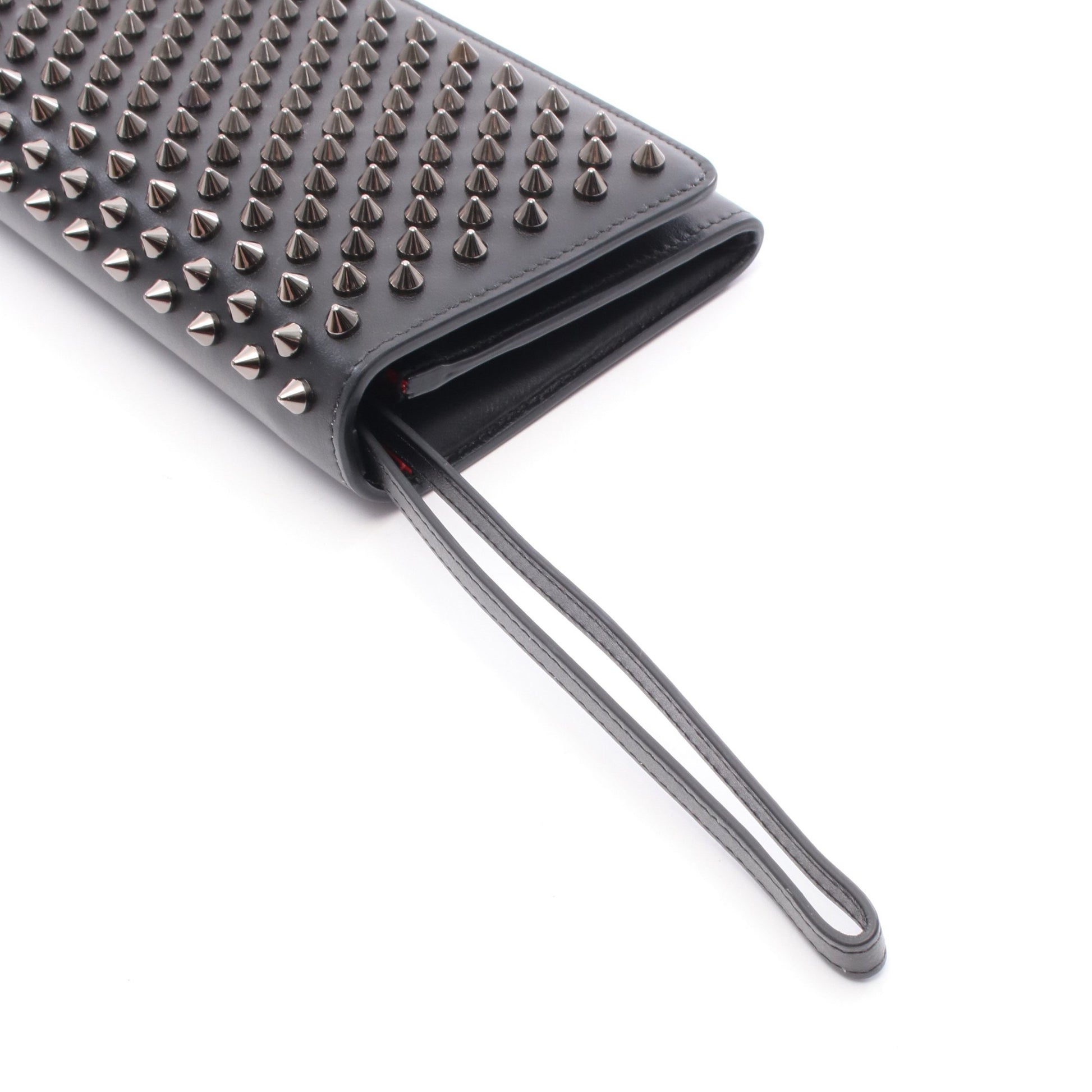 MACARON WALLET 二つ折り長財布 レザー ブラック スパイクスタッズ  