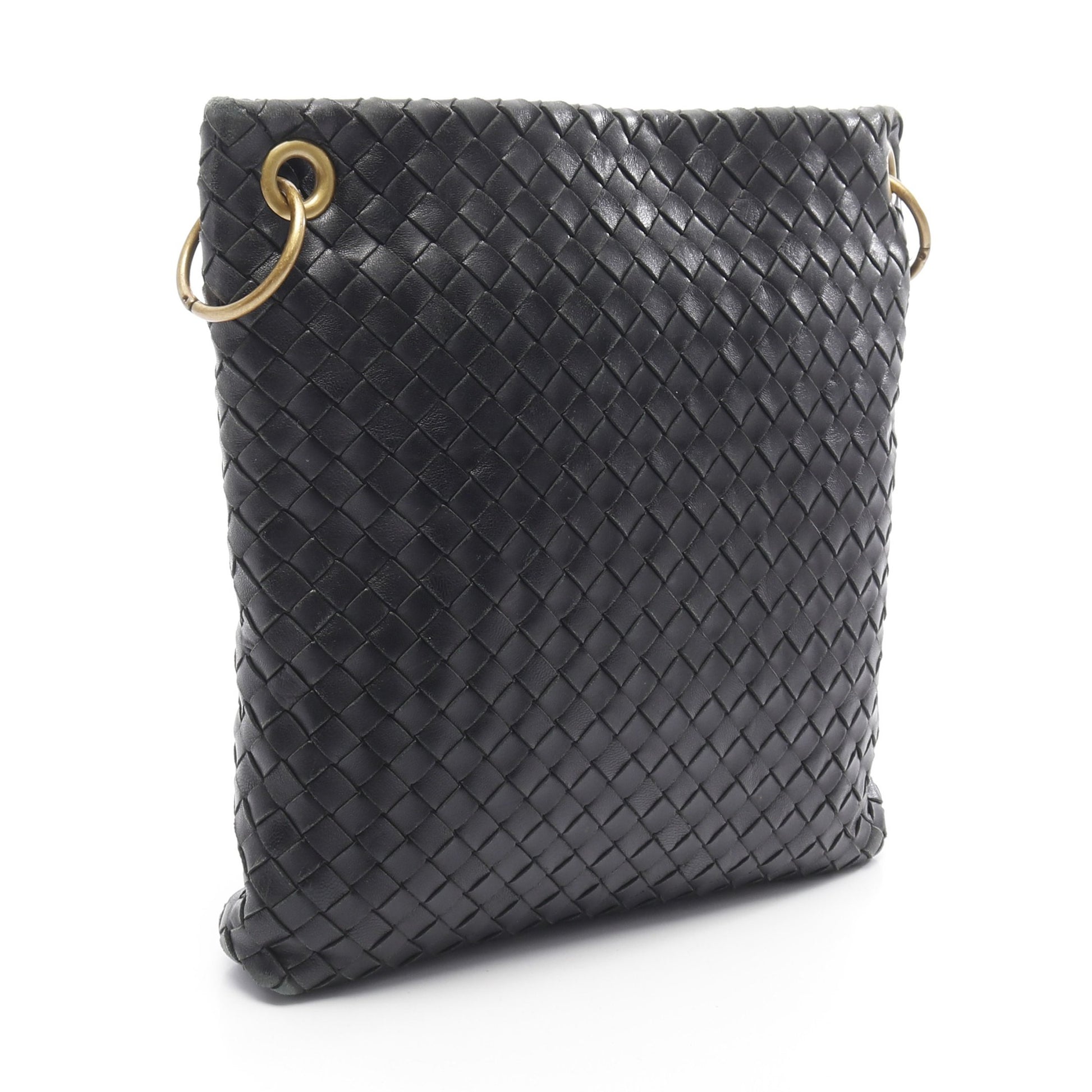 イントレチャート ショルダーバッグ レザー ブラック ボッテガヴェネタ  