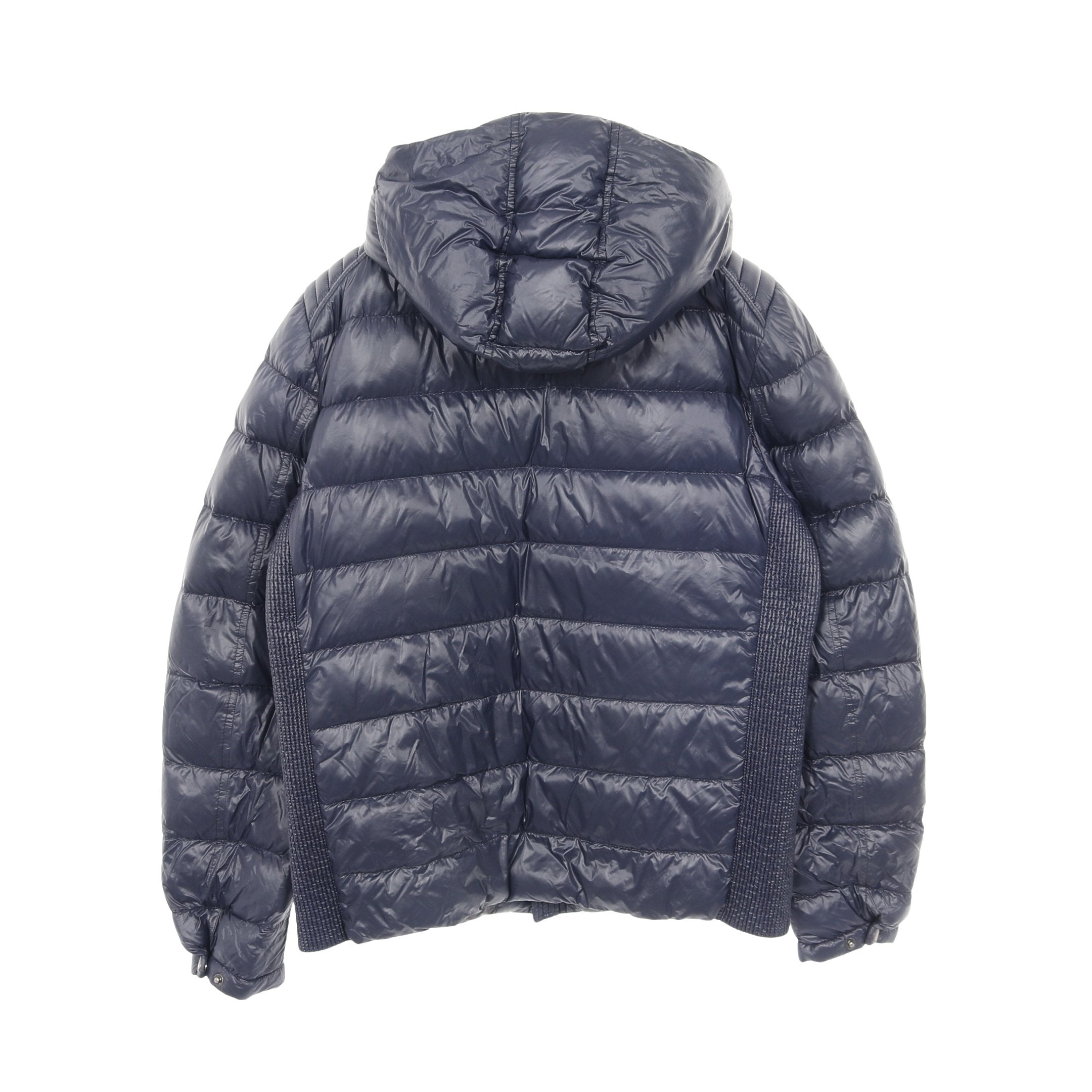 ダウンジャケット ナイロン ネイビー フード付き 三角プレート プラダ