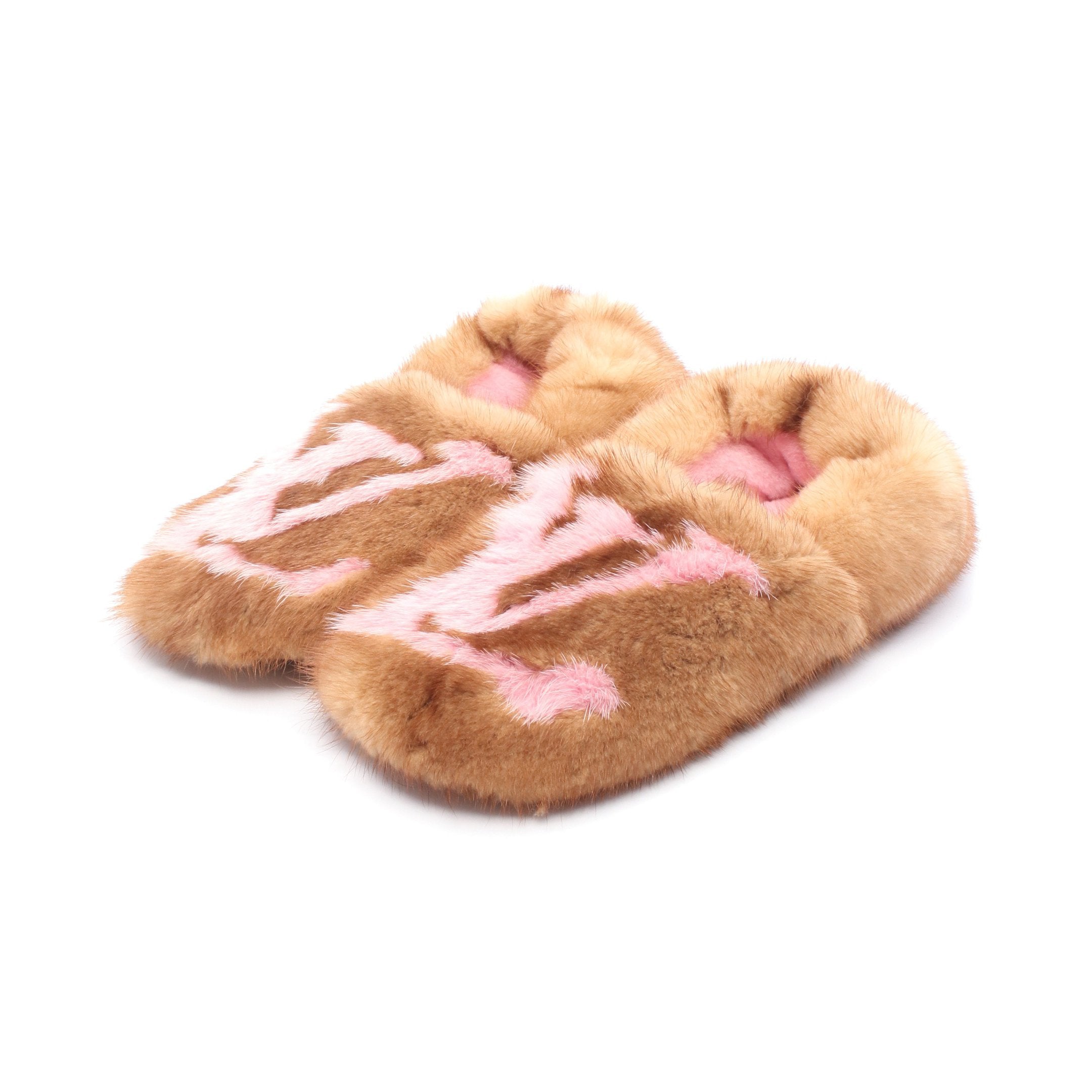 LVドリーミーライン スリッパ ルーム シューズ ミンク ブラウン ピンク