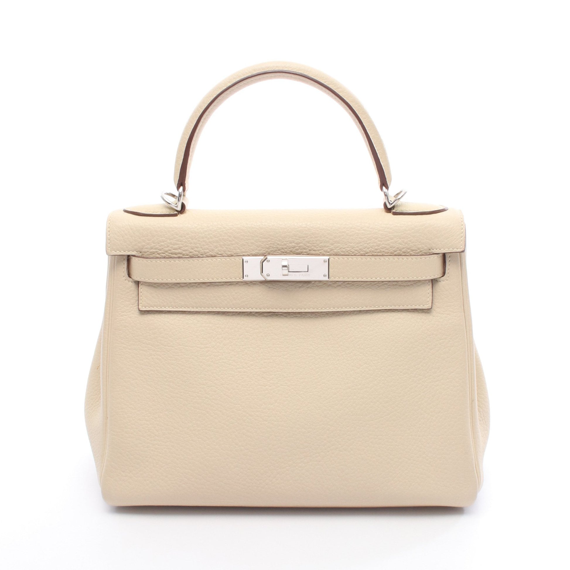 ケリー28 パルシュマン ハンドバッグ トリヨンクレマンス アイボリー シルバー金具 2WAY □L刻印 エルメス バッグ HERMES